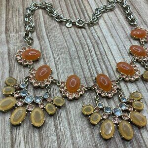 J. Crew Orange & Yellow Rhinestone Necklace